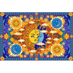 Firey Sun and Moon Cotton Bedspread