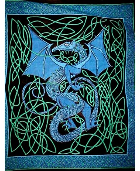Celtic English Dragon Tapestry - Full Size Blue