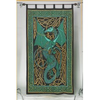 Celtic English Dragon Curtain - Green