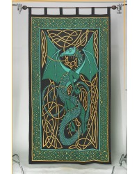 Celtic English Dragon Curtain - Green