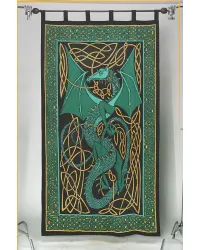 Celtic English Dragon Curtain - Green