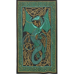 Celtic English Dragon Tapestry - Twin Size Green