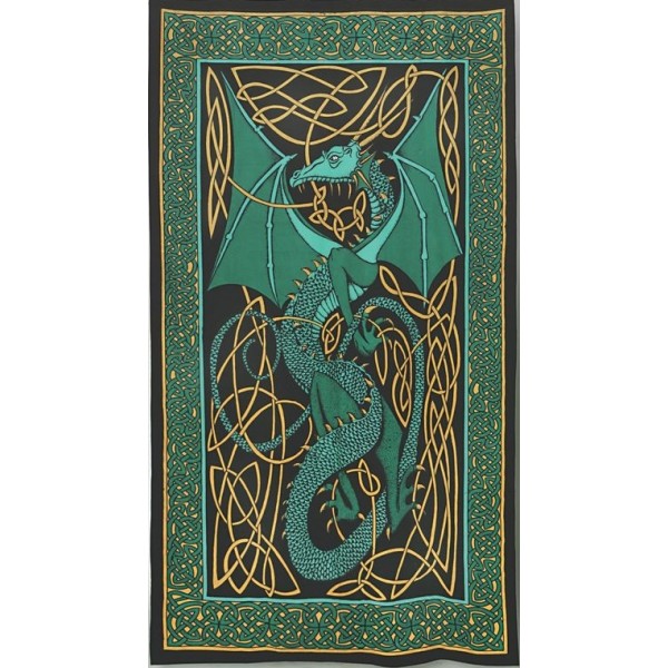 Celtic English Dragon Tapestry - Twin Size Green