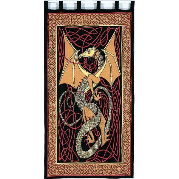 Celtic English Dragon Curtain - Red
