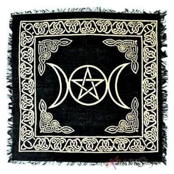 Triple Moon Altar Cloth - Gold and Black