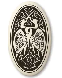 Birds Celtic Porcelain Oval Necklace