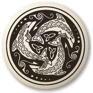 Nehalennia Celtic Dolphin Porcelain Round Necklace