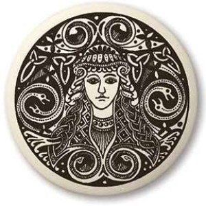Brigantia Celtic Goddess Porcelain Round Necklace