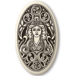 Brigantia Celtic Goddess Porcelain Oval Necklace