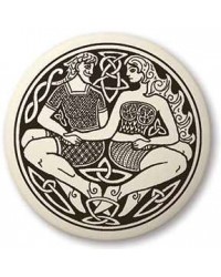 Divine Couple Celtic Round Porcelain Necklace