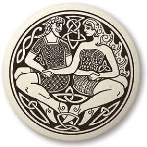 Divine Couple Celtic Round Porcelain Necklace