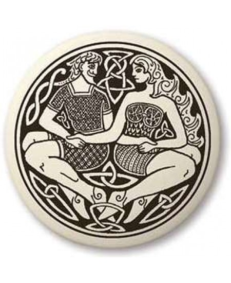 Divine Couple Celtic Round Porcelain Necklace
