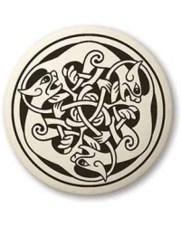 Cat Celtic Round Porcelain Necklace