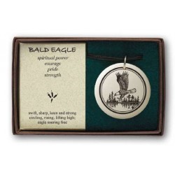 Bald Eagle Soaring Pathfinder Totem Porcelain Necklace