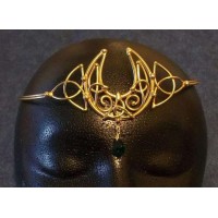 Celtic Moon Triquetra Bronze Wiccan Circlet with Crystal Drop