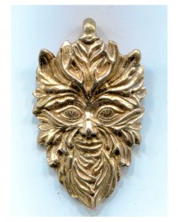 Green Man of the Woods Bronze God Pendant