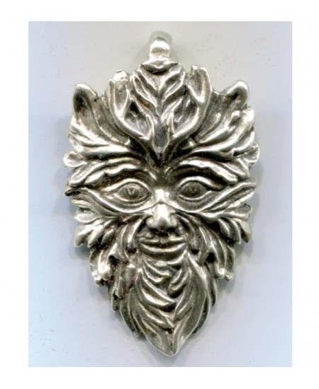 Green Man of the Woods Sterling Silver God Pendant