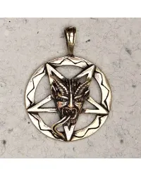 Baphomet Inverted Pentagram Bronze Necklace