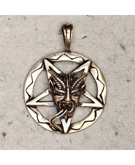 Baphomet Inverted Pentagram Bronze Necklace