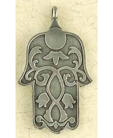 Hamsa Pewter Hand of Healing Necklace