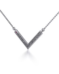12 Zodiac Symbols Necklace with Ruby Birthstone