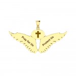 Guardian Angel Wings 18K Gold Pendant with Taurus Zodiac Sign 