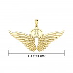 Guardian Angel Wings 18K Gold Pendant with Taurus Zodiac Sign 