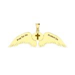 Guardian Angel Wings 14K Gold Pendant with Gemini Zodiac Sign 