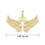 Guardian Angel Wings 14K Gold Pendant with Leo Zodiac Sign 