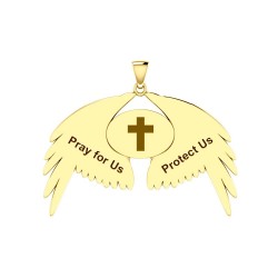 Guardian Angel Wings 18K Gold Pendant with Virgo Zodiac Sign 