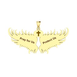 Guardian Angel Wings 18K Gold Pendant with Scorpio Zodiac Sign 