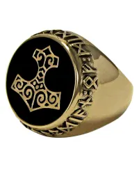 Thor Hammer Bronze Signet Ring