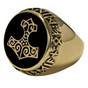 Thor Hammer Bronze Signet Ring