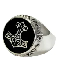 Thor Hammer Sterling Silver Signet Ring