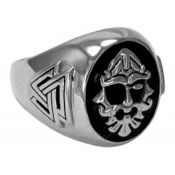 Odin Large Sterling Silver Valknut Signet Ring
