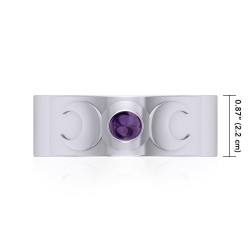 Triple Moon Silver Armband with Amethyst Gemstone