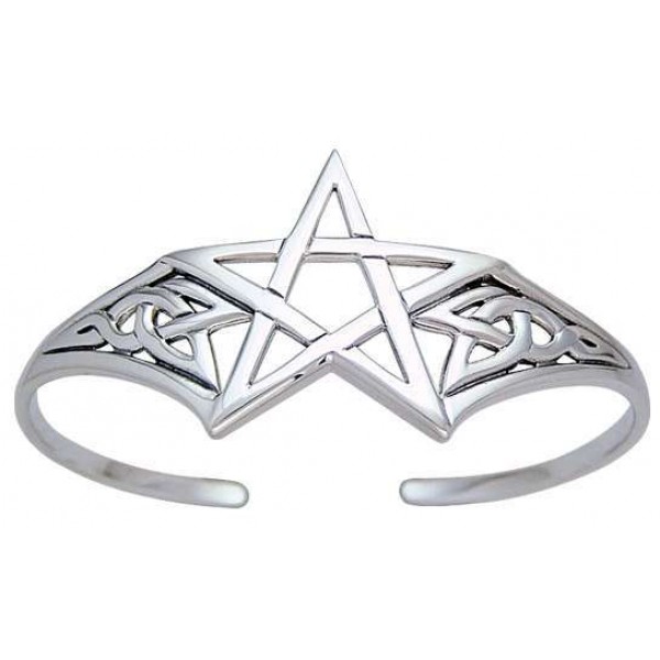 Pentacle Cuff Bracelet in Sterling Silver