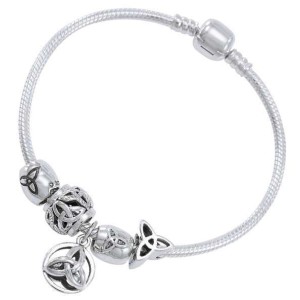 Trinity Knot Sterling Silver Bead Bracelet