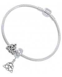 Triquetra Sterling Silver Bead Bracelet