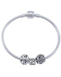 Eye of Horus Sterling Silver Bead Bracelet