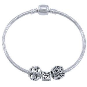 Eye of Horus Sterling Silver Bead Bracelet