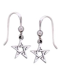 Pentacle Dangle Earrings in Sterling Silver