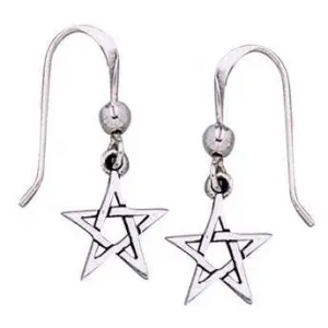 Pentacle Dangle Earrings in Sterling Silver
