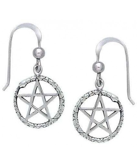Ouroborus Snake of Rebirth Pentacle Earrings