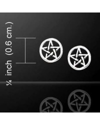 Pentagram Pentacle Tiny Stud Earrings in Sterling Silver