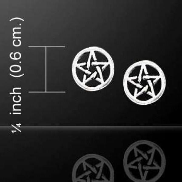 Pentagram Pentacle Tiny Stud Earrings in Sterling Silver