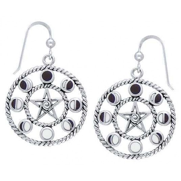 Magick Moon Phases Earrings in Sterling Silver