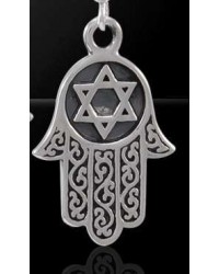 Hamsa Star of David Sterling Silver Pendant