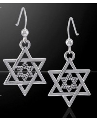 Double Star of David Sterling Silver Earrings