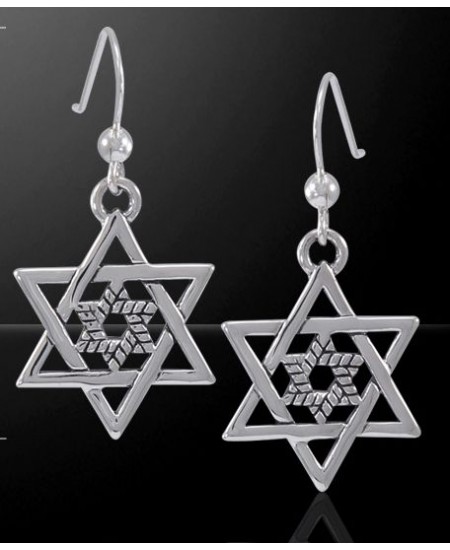 Double Star of David Sterling Silver Earrings
